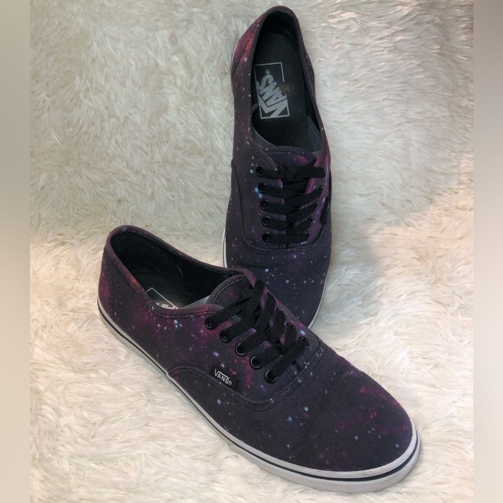 Vans Men's/ Women’s Cosmic Black and Purple Sneakers size 8.5 M and 10 W.